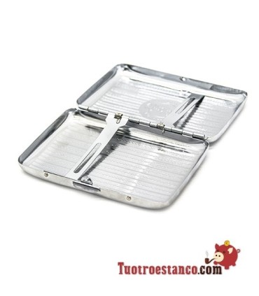 Pitillera metálica de la marca Smoking, capacidad para 14 cigarrillos.