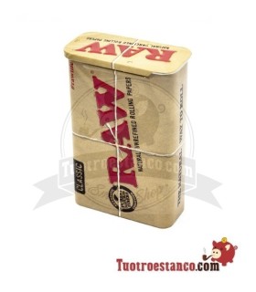 Pitillera metálica RAW, capacidad para 20 cigarrillos.