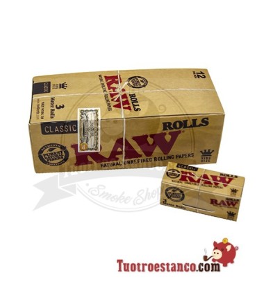 Papel Raw Rollo King Size de 3 m- 12 libritos