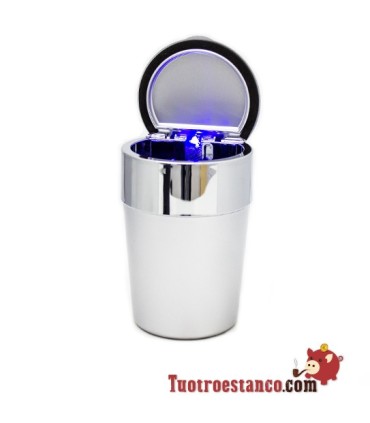 Cinzeiro Automotivo Prata & Preto com LED
