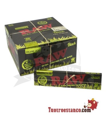 Estuche de papel Raw Black Orgánico King Size - 50 libritos