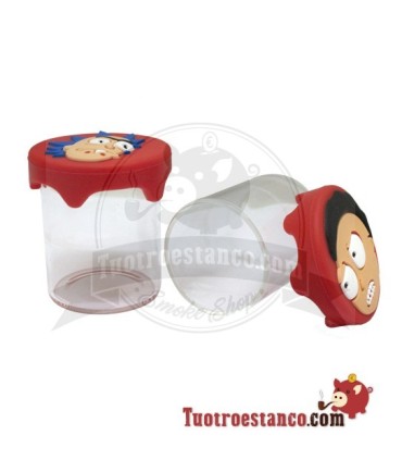 Frasco de vidro com tampa decorada em silicone 5 cm