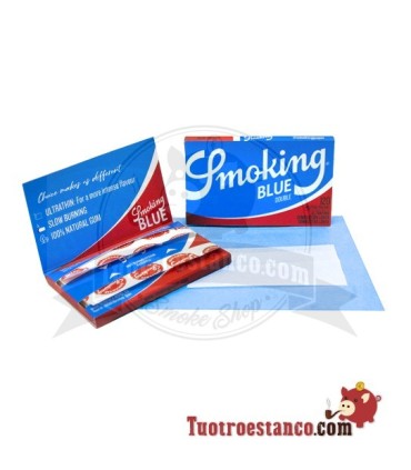 Papel Smoking Azul Doble Ventana de 70 mm, 25 libritos