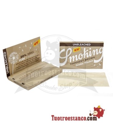 Caixa de Papel Smoking Janela Dupla Castanho Mais Fina 70 mm