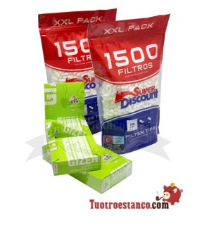 2 Cartine Gizeh da 78 mm + 2 sacchetti filtro SD 1500 da 6 mm
