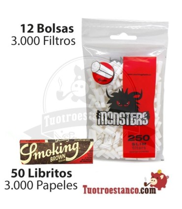 Smoking Filtros Castanho 70mm + 12 Monster 6mm