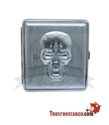 Pitillera metálica Champ Skull Relieve de 20 cig