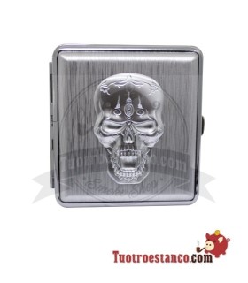 Pitillera metálica Champ Skull Relieve de 20 cig