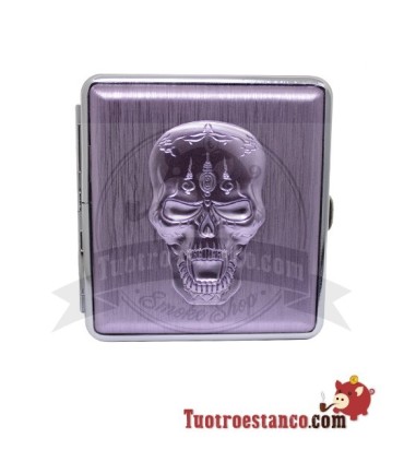 Pitillera metálica Champ Skull Relieve de 20 cig