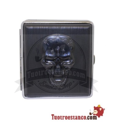 Pitillera metálica Champ Skull Relieve de 20 cig