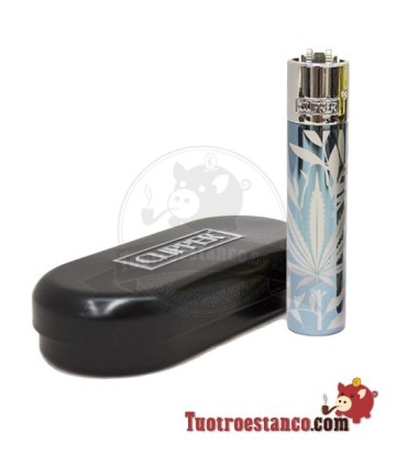 Clipper metálico Jungle Leaves + estuche metálico