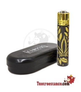 Clipper metálico Jungle Leaves + estuche metálico