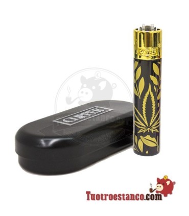 Clipper metálico Jungle Leaves + estuche metálico