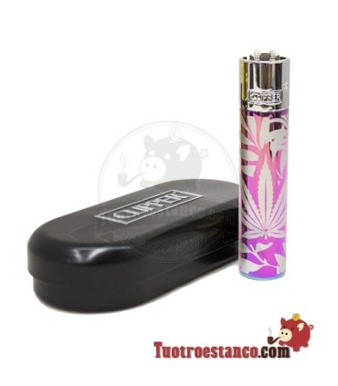 Clipper metálico Jungle Leaves + estuche metálico