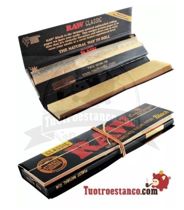 Papel RAW King Size BLACK Connoisseur de 110 mm + Tips - 24 ud