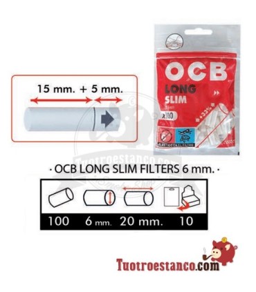 Filtros OCB Slim LONG de 6 mm 100 filtros