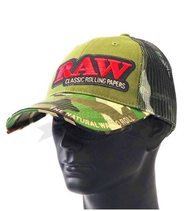 Gorra rejilla Trucker camuflaje + poker Raw